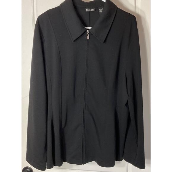 NY & CO Black Princess Seam Zip Front Long Sleeve Jacket XL - Picture 1 of 6